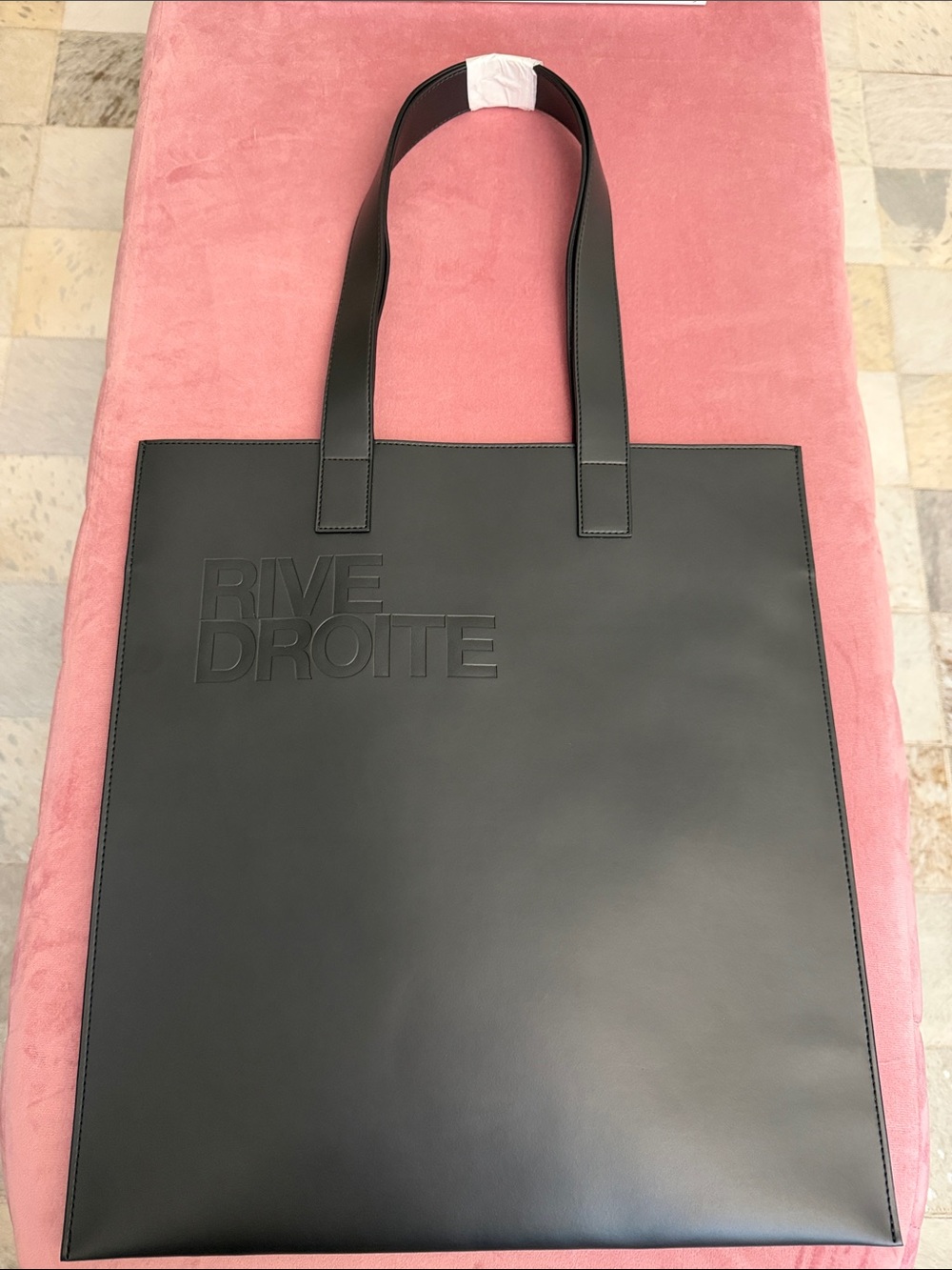 YSL Black Vegan Leather Rive Droite tote bag
